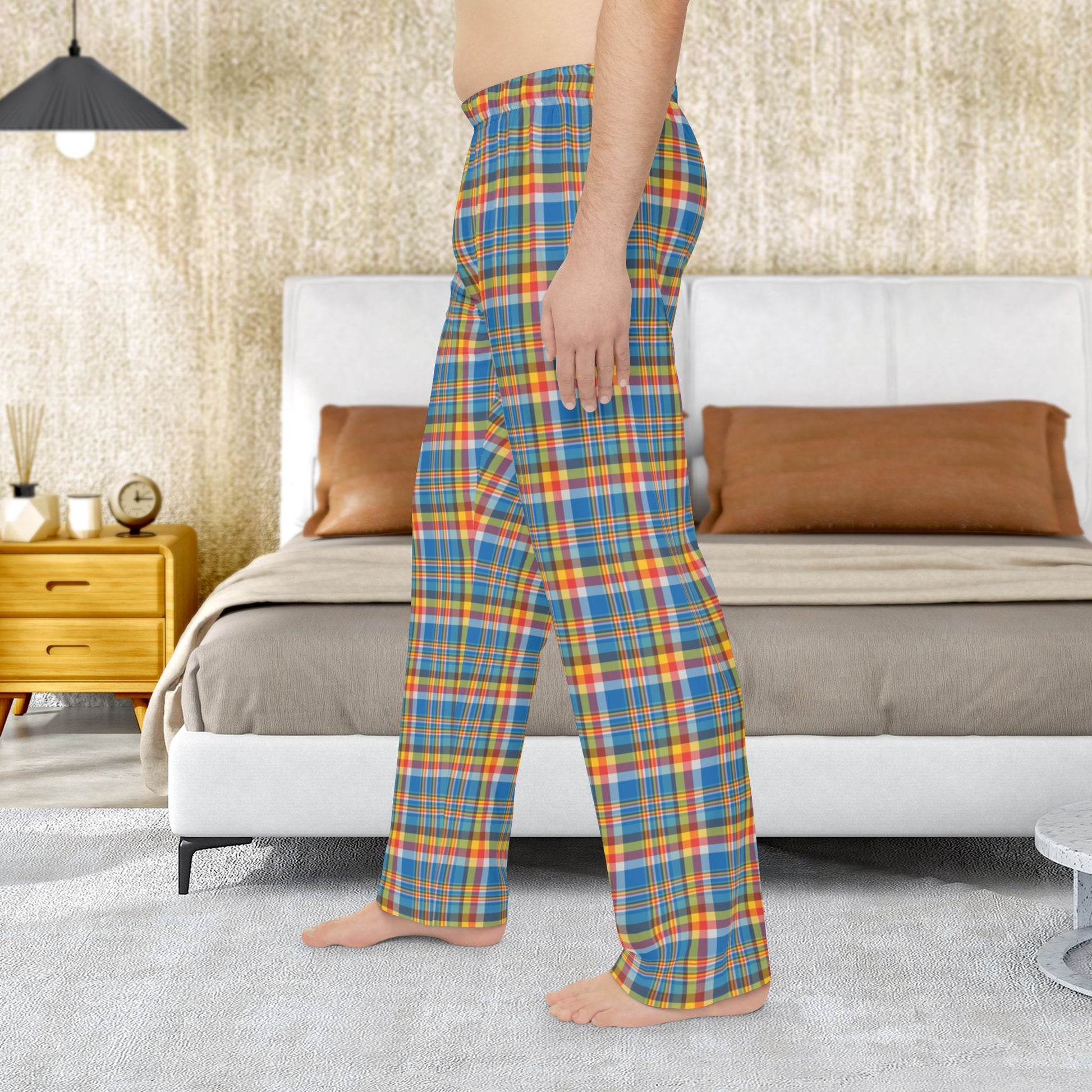 Men’s Brown, Red & Blue Ohio Plaid Pajama Pants