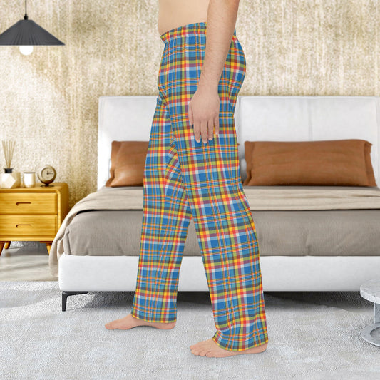 Men’s Brown, Red & Blue Ohio Plaid Pajama Pants