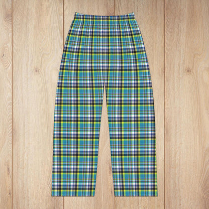 Women’s Teal & Neon Green Charlotte NC & Fort Mill SC Plaid Pajama Pants