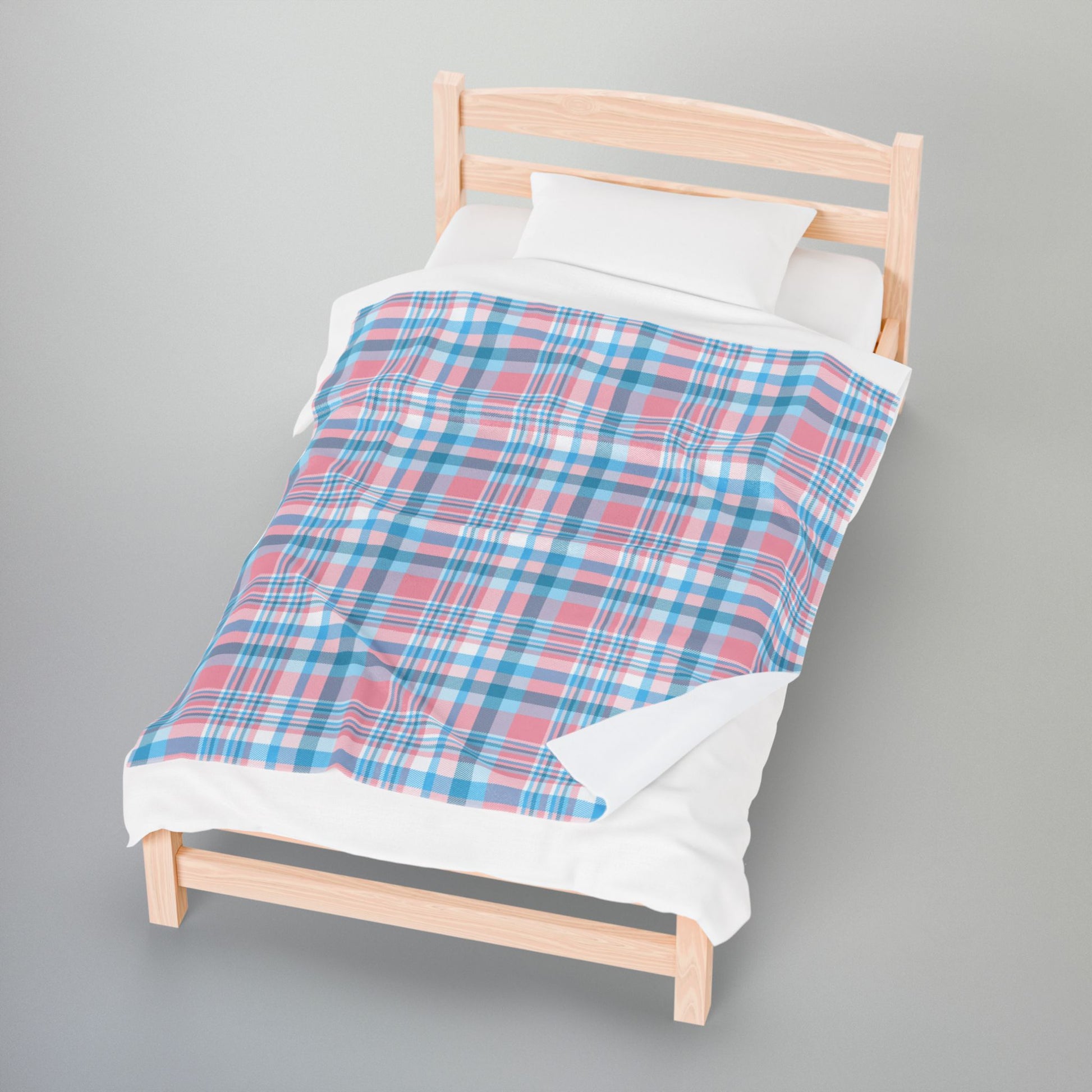 Transgender Pride Plaid Velveteen Plush Blanket
