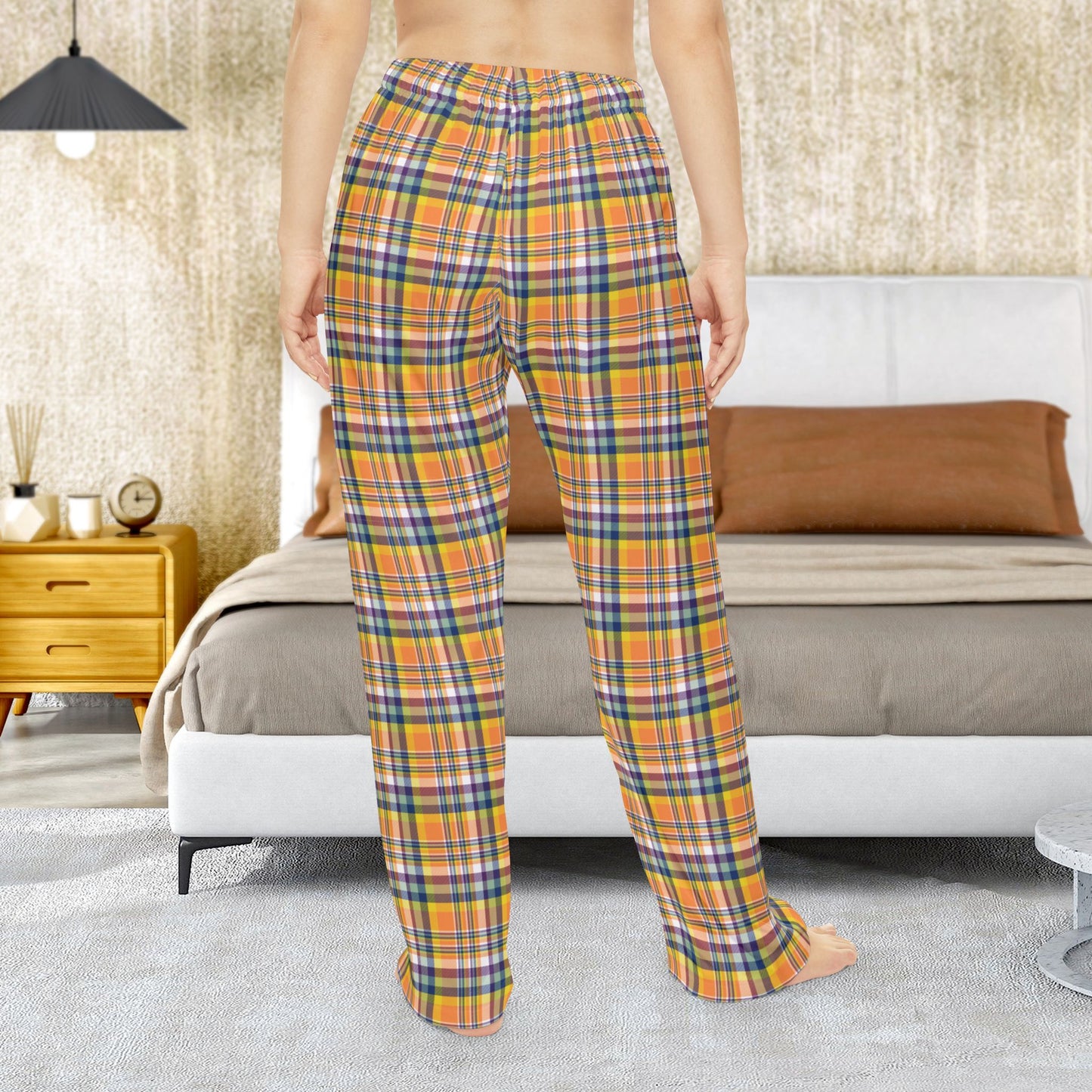 Women’s Orange, Yellow, Blue & Purple Doswell VA Plaid Pajama Pants