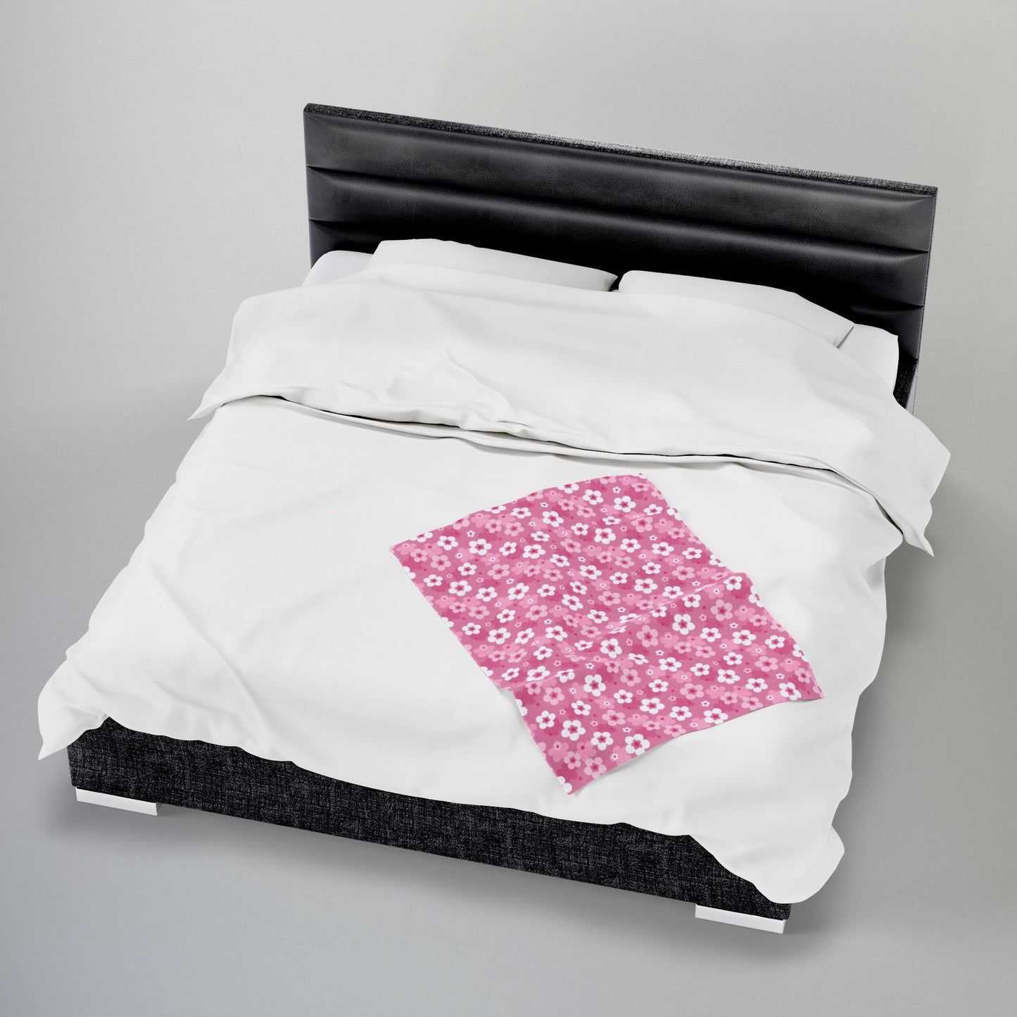 Pink Cherry Blossoms Velveteen Plush Blanket