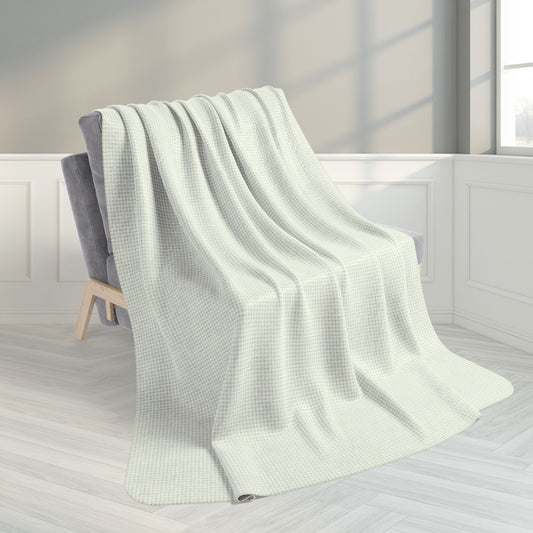60" × 80" Grey Light Green & White Gingham Fleece Sherpa Blanket