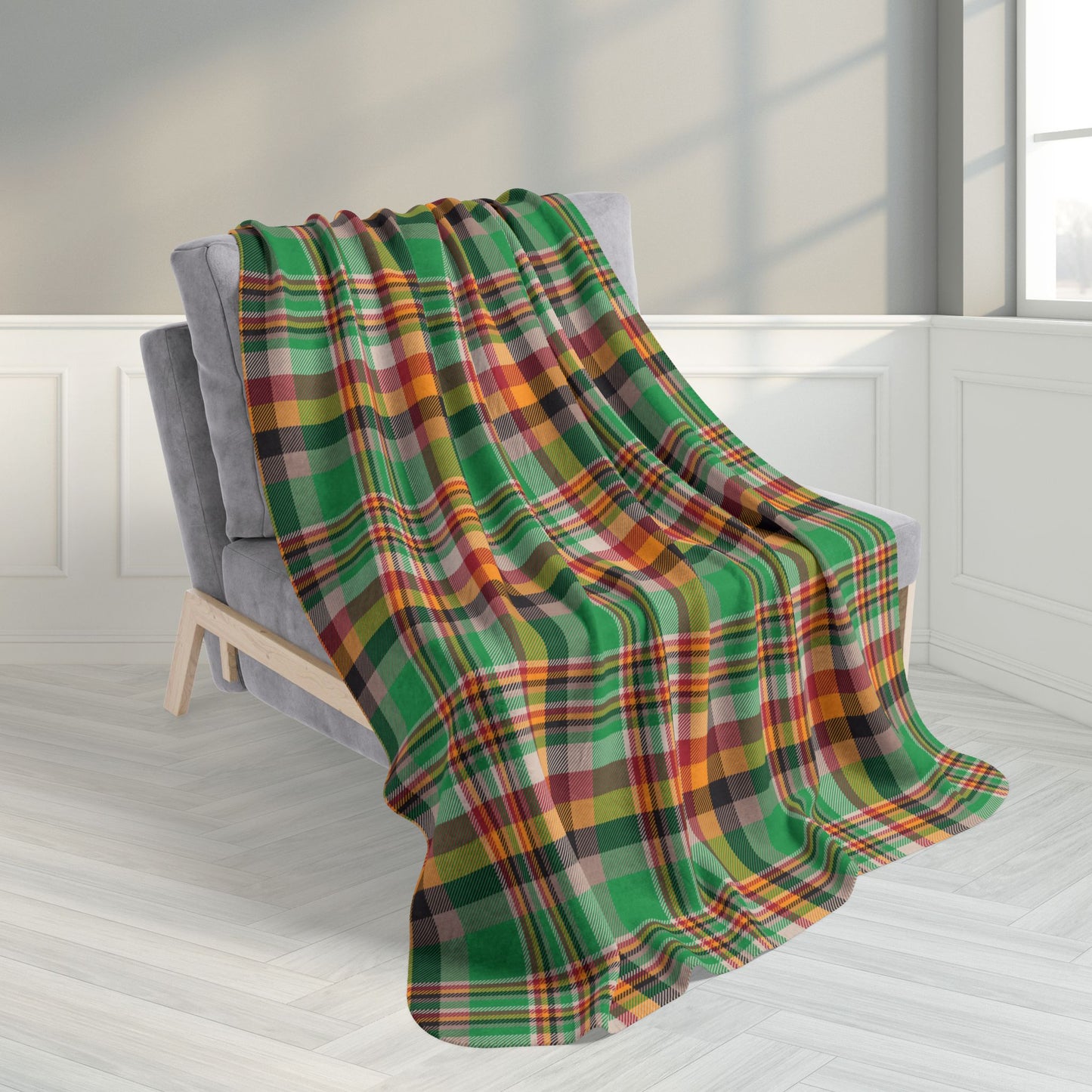 50" × 60" Kwanzaa Plaid Fleece Sherpa Blanket