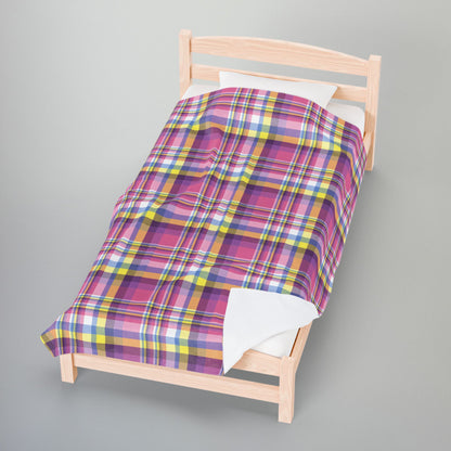 Bigender Yellow Pride Plaid Velveteen Plush Blanket