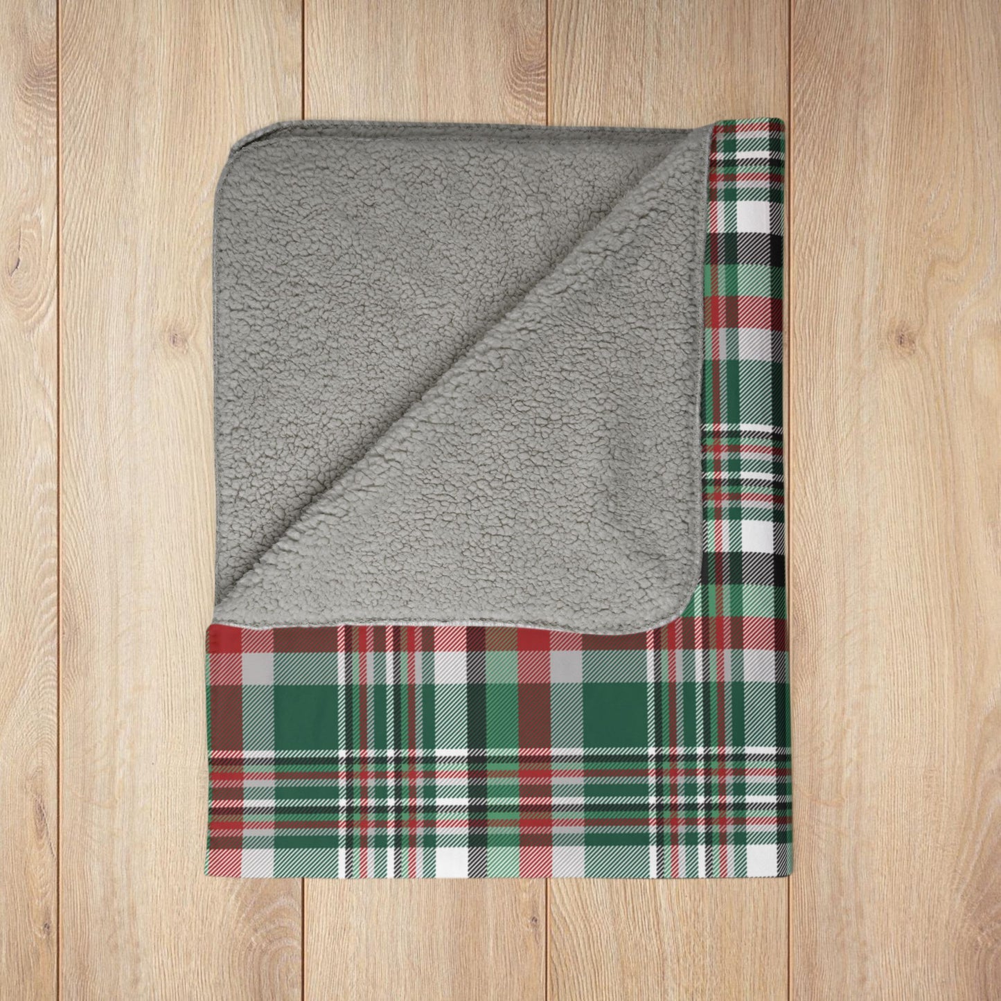 Christmas Green & Black New York NY Plaid Fleece Sherpa Blanket