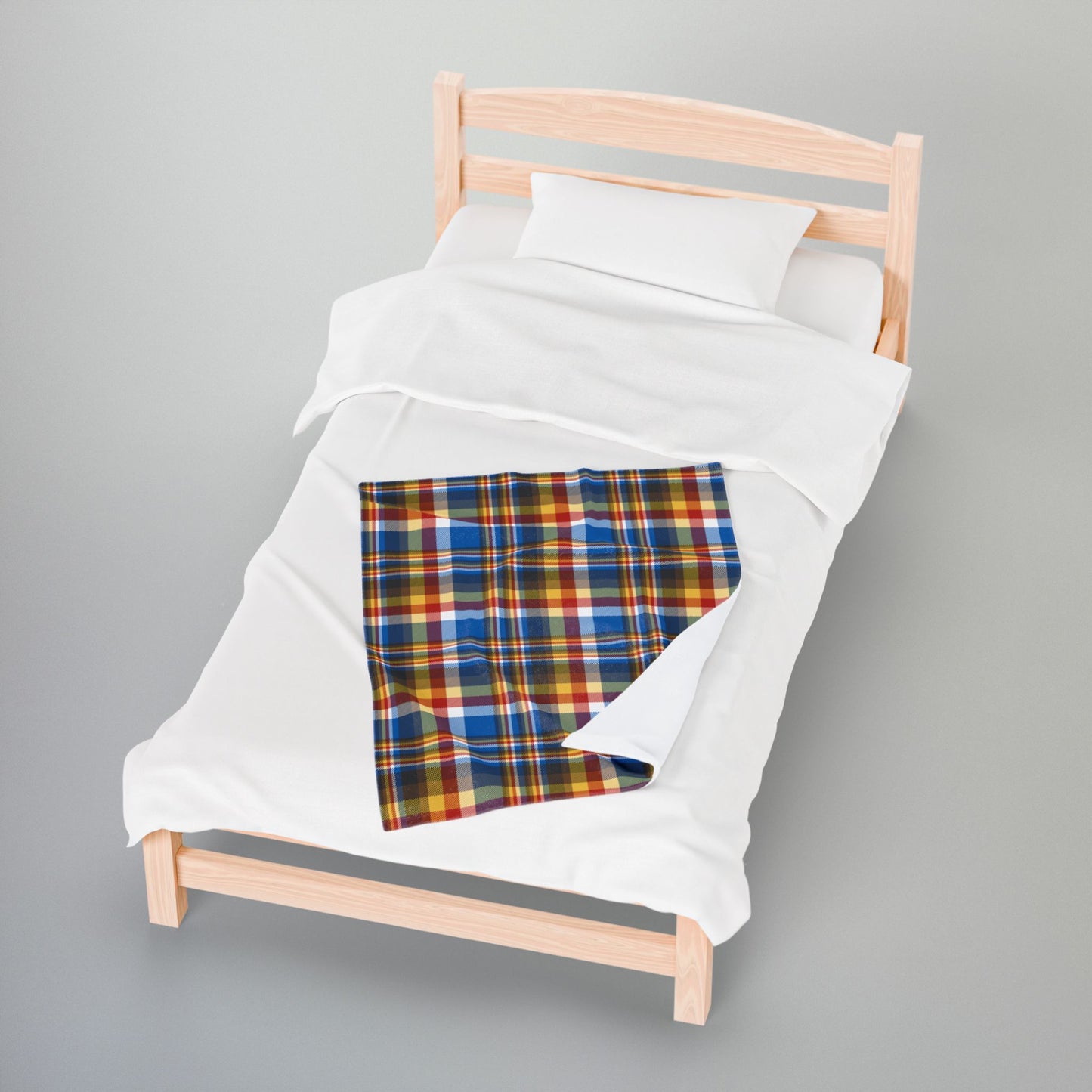 Brown, Red & Blue Sandusky OH Plaid Velveteen Plush Blanket