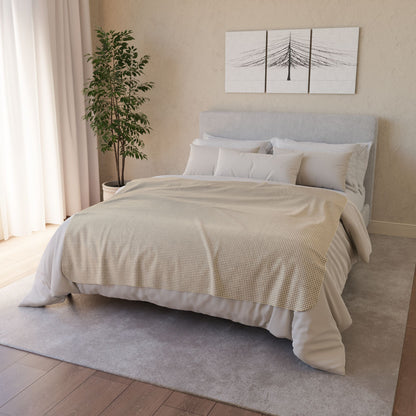 50" × 60" Beige Khaki & Cream Gingham Fleece Sherpa Blanket