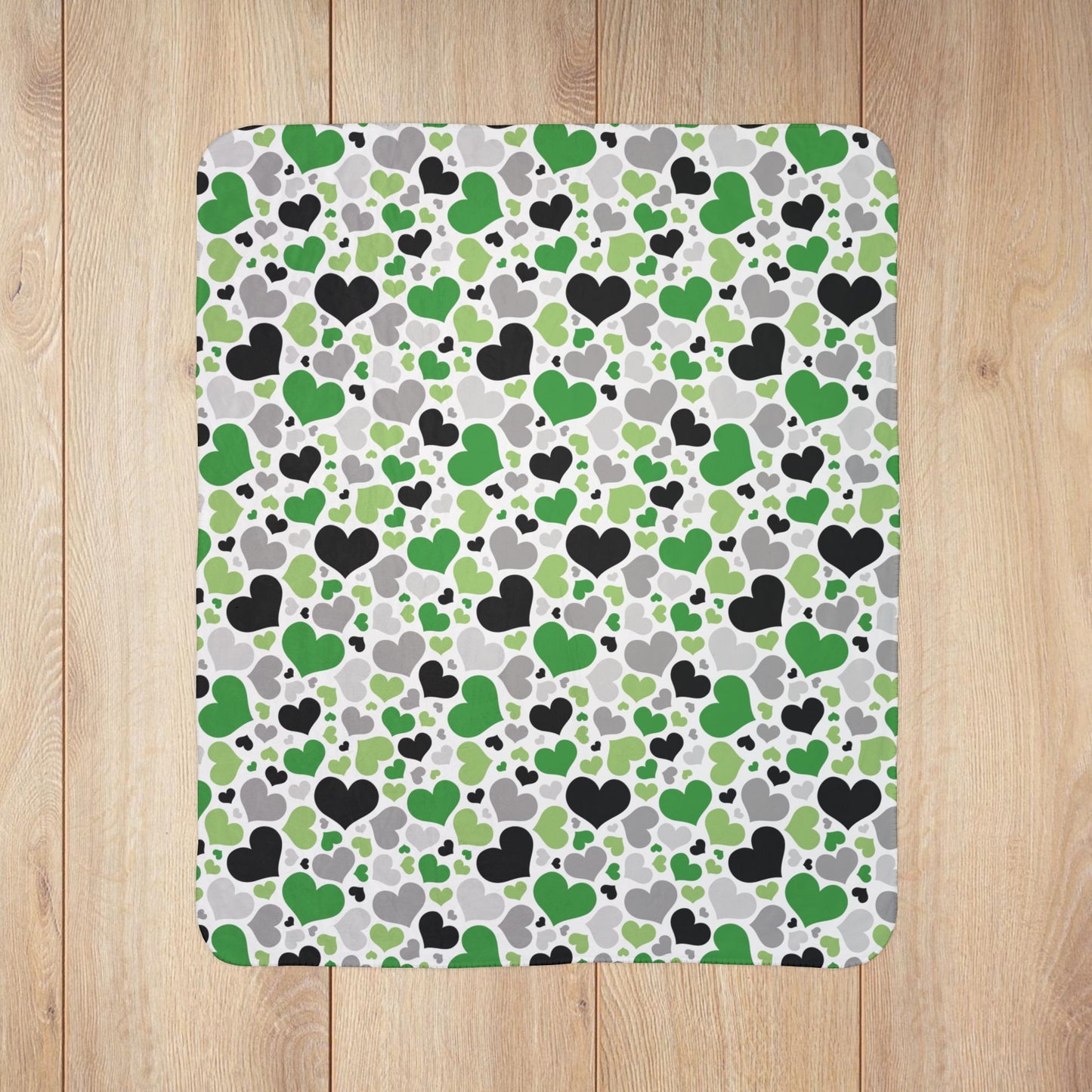 Aromantic Pride Valentine’s Day Hearts White Fleece Sherpa Blanket