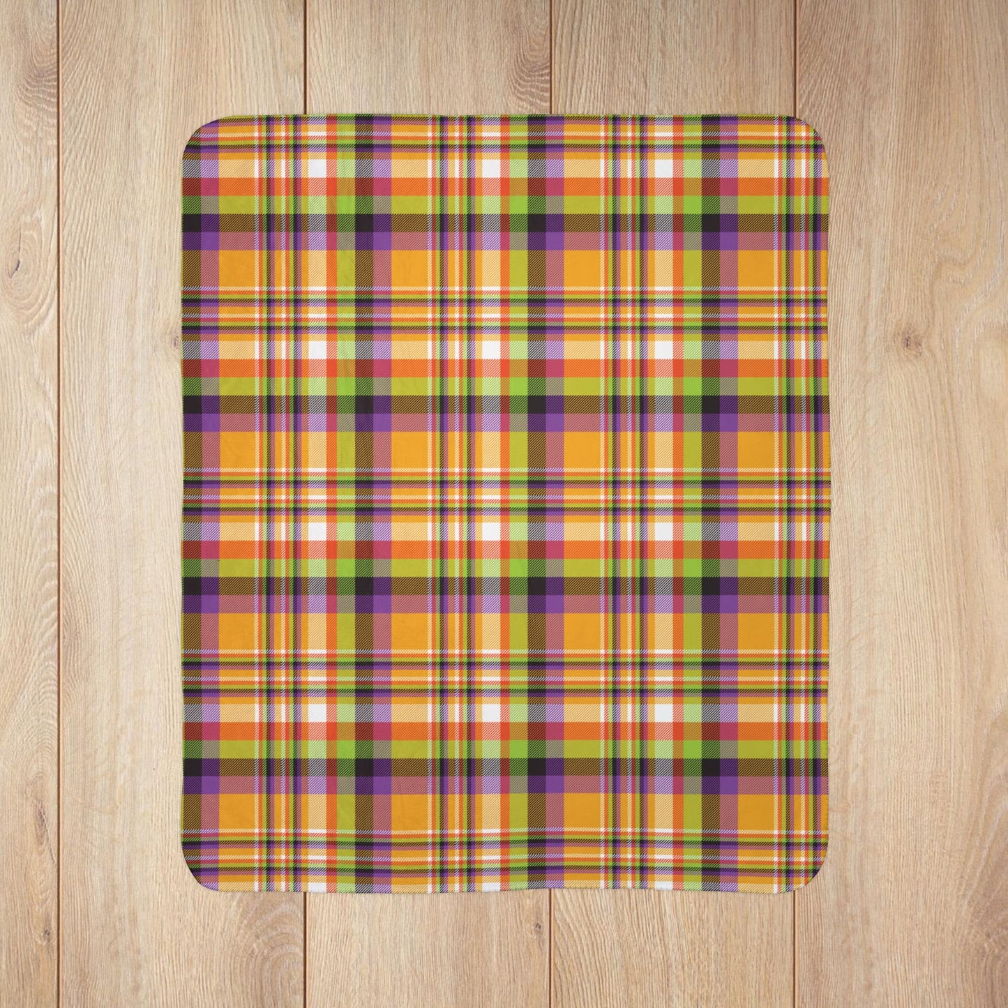 Halloween Colors Plaid Fleece Sherpa Blanket