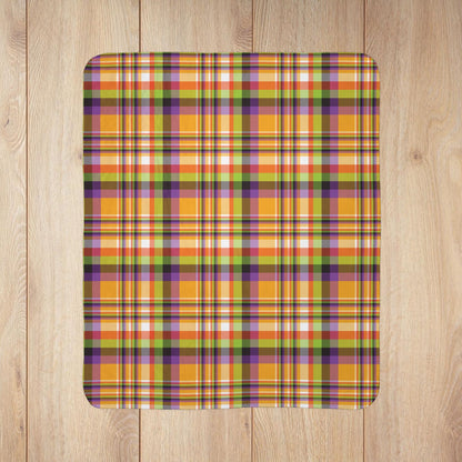 Halloween Colors Plaid Fleece Sherpa Blanket
