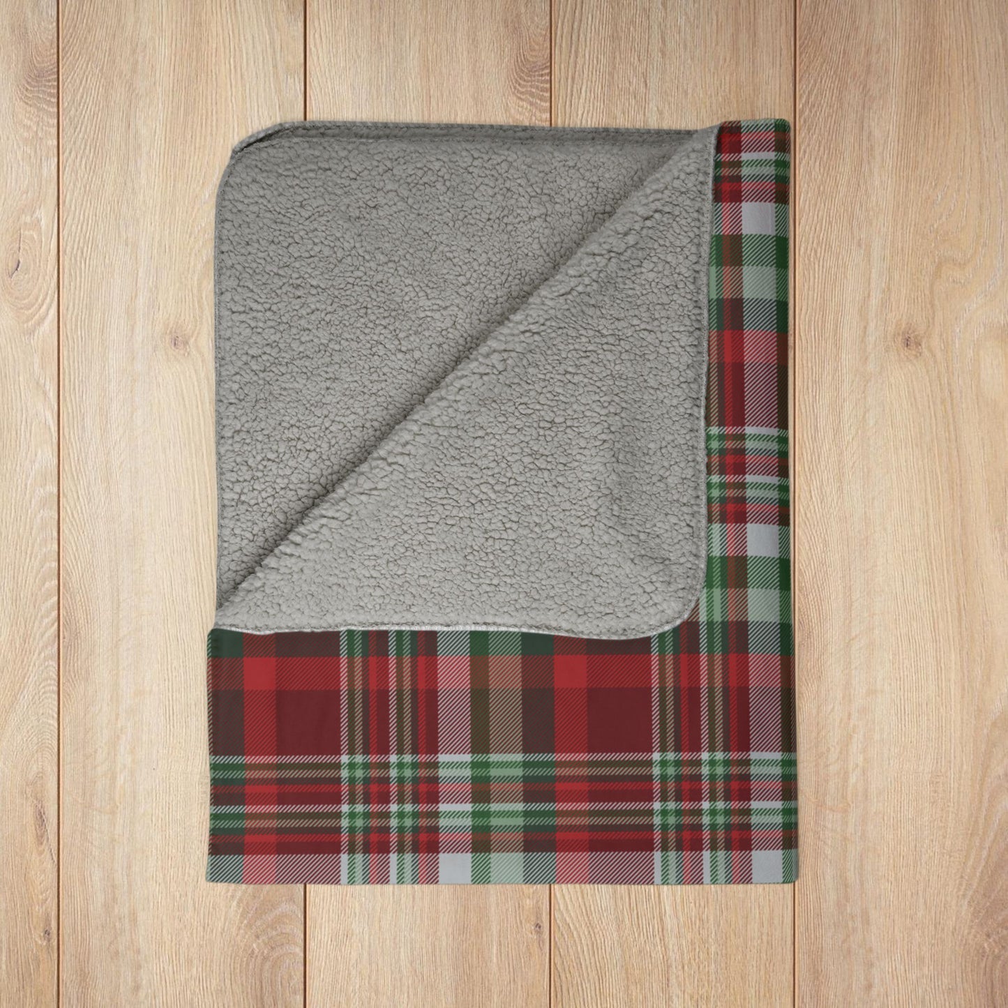 Christmas Green & Maroon Plaid Fleece Sherpa Blanket