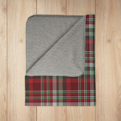 Christmas Green & Maroon Plaid Fleece Sherpa Blanket