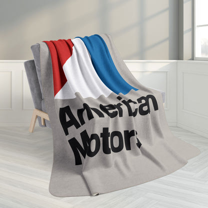 AMC Logo Greige Fleece Sherpa Blanket