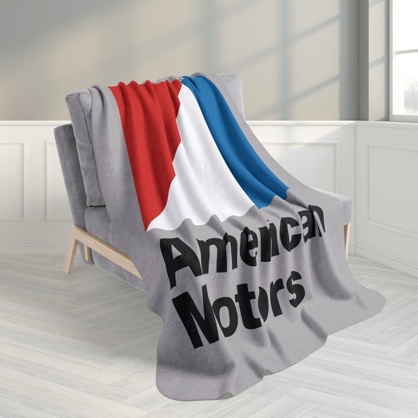 AMC Logo Grey Fleece Sherpa Blanket