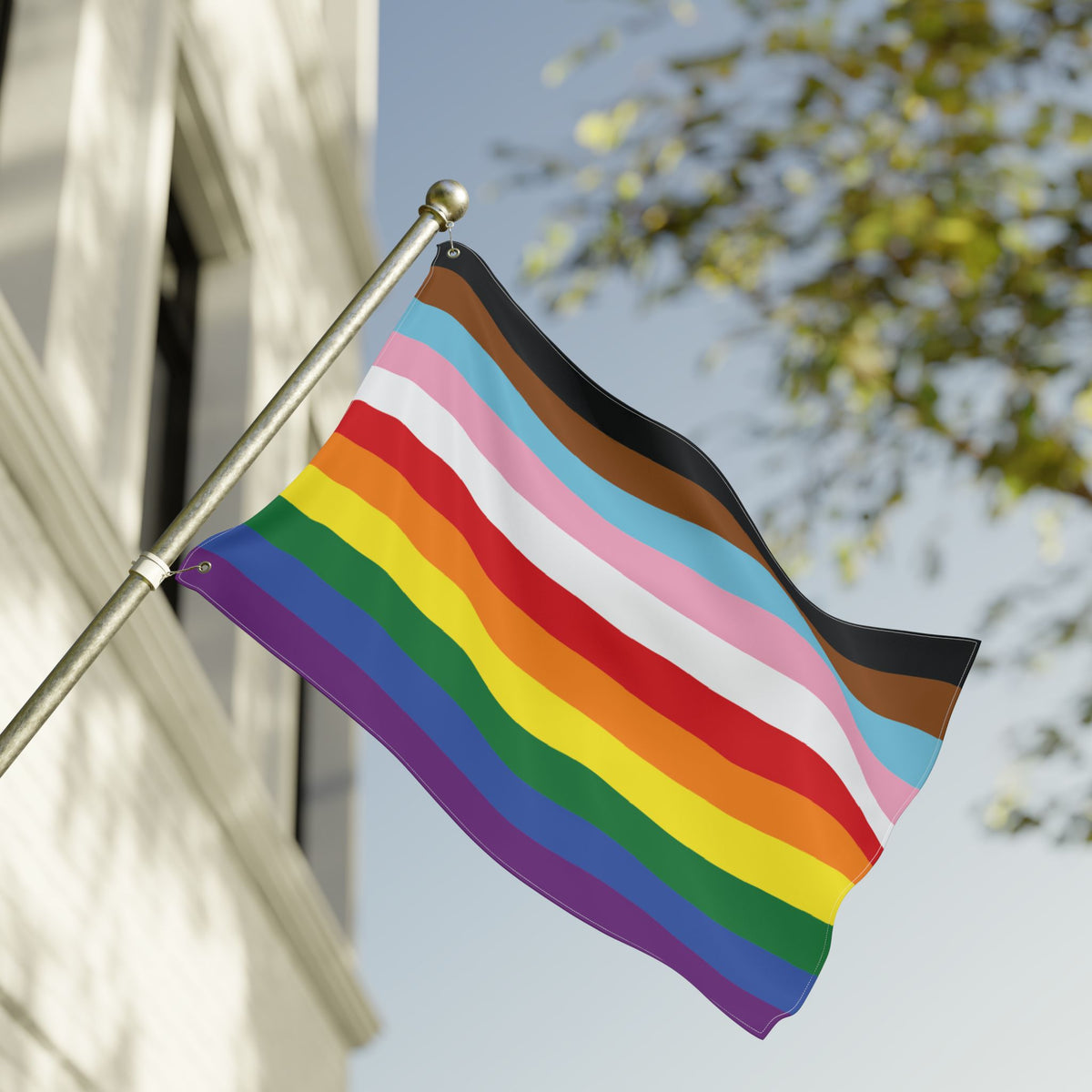 24'' × 36'' Rainbow 11-Stripe Pride for Trans and PoC Flag with Grommets