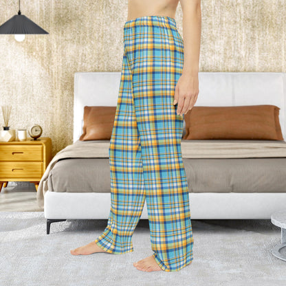 Women’s Teal, Blue & Gold Ohio Plaid Pajama Pants