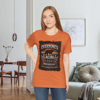 Burnt Orange Everyone's Alibi Bear T-Shirt