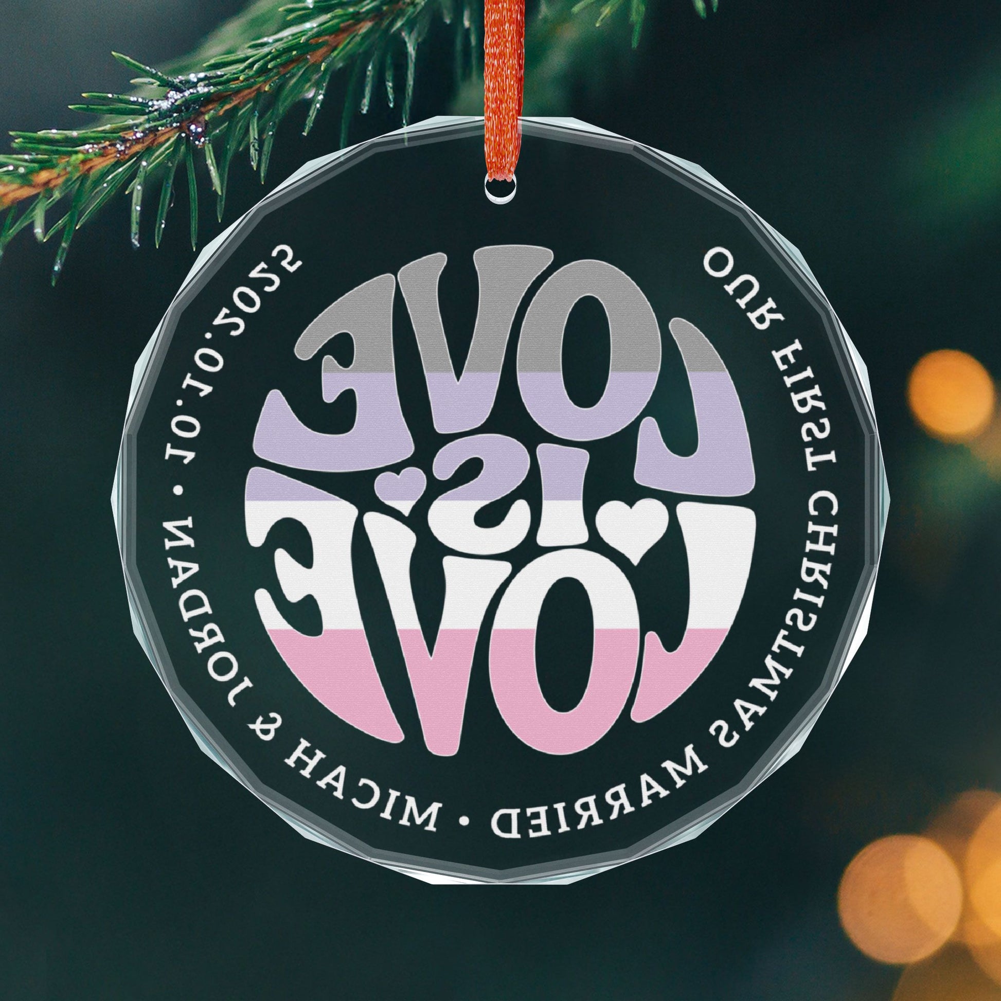 Custom Crystal Love is Love Cupiosexual Pride 3" Circle Ornament