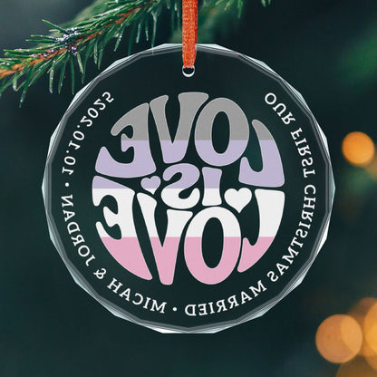 Custom Crystal Love is Love Cupiosexual Pride 3" Circle Ornament