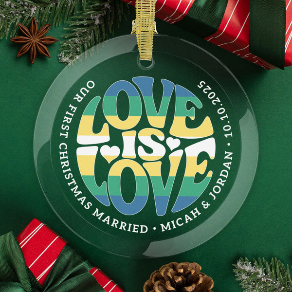 1 pc Round One Size Custom Glass Love is Love Non-Binary Man Pride 3.5" Circle Ornaments