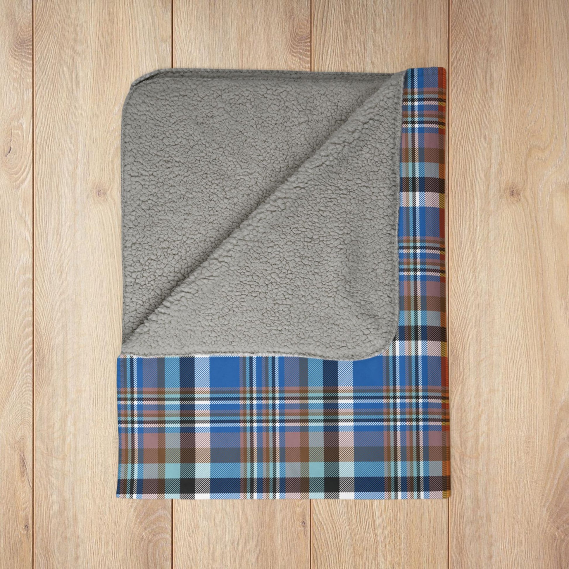 Half Red, Half Blue Sandusky OH Plaid Fleece Sherpa Blanket
