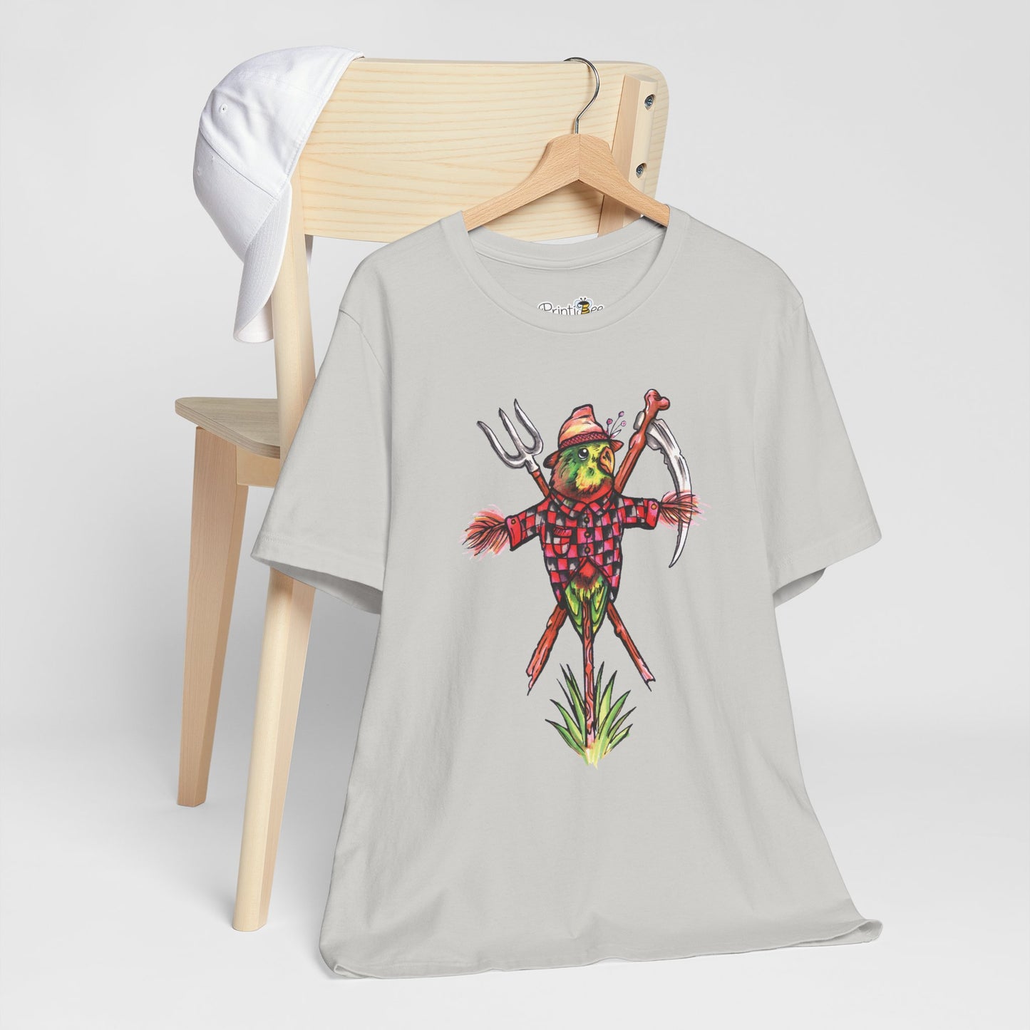 Scarecrow Lovebird, Hand-Drawn & Hand-Colored Tee