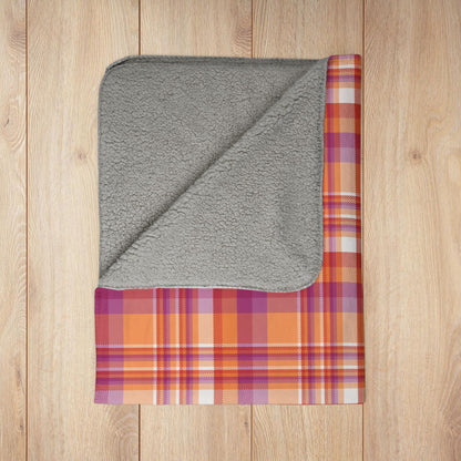 Lesbian Pride Plaid Fleece Sherpa Blanket