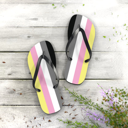 L Black sole Queerplatonic Pride Flip Flops