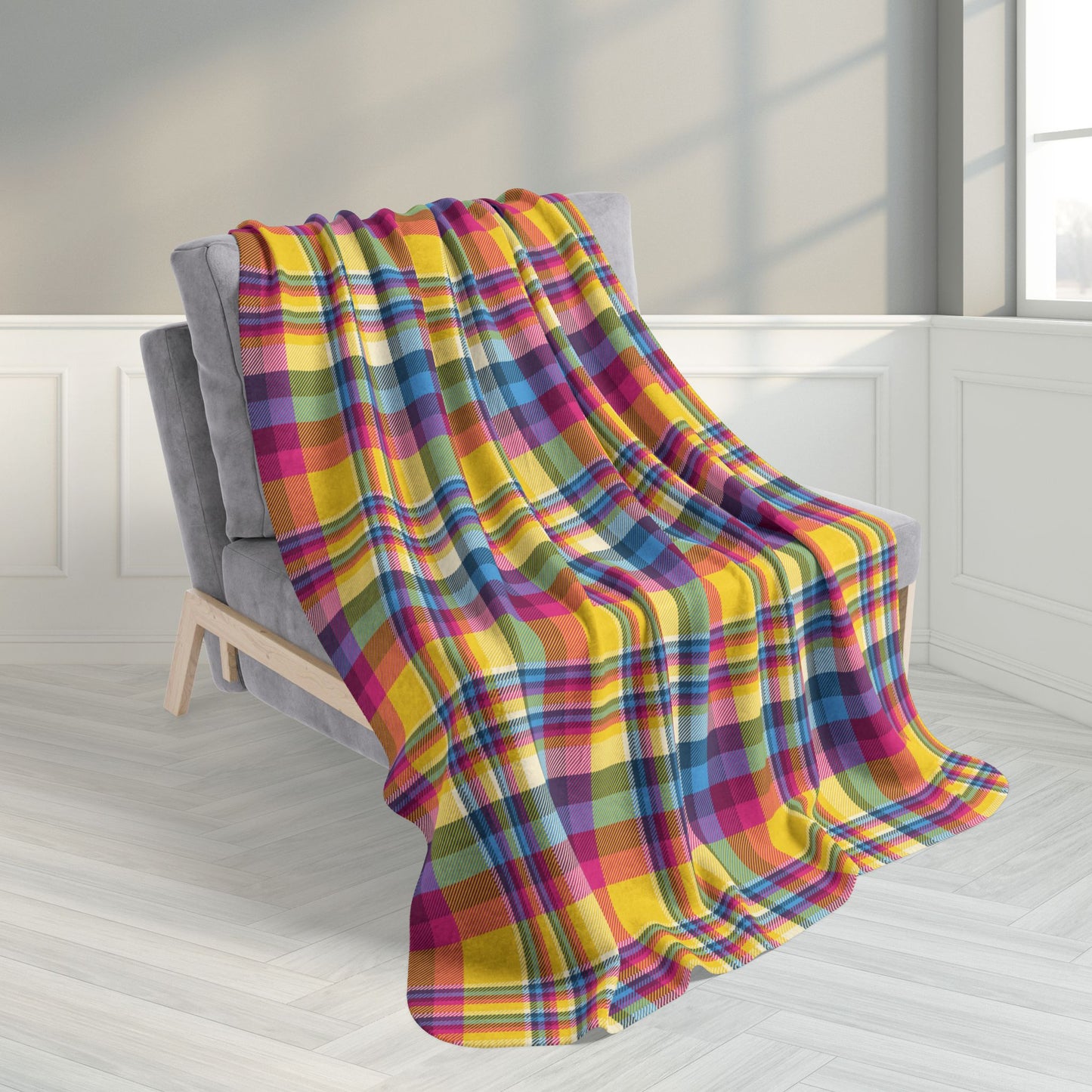 50" × 60" Pansexual Pride Plaid Fleece Sherpa Blanket