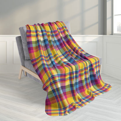 50" × 60" Pansexual Pride Plaid Fleece Sherpa Blanket