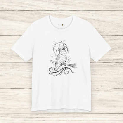 Lovebird Witch on a Broom, Line Art Tee