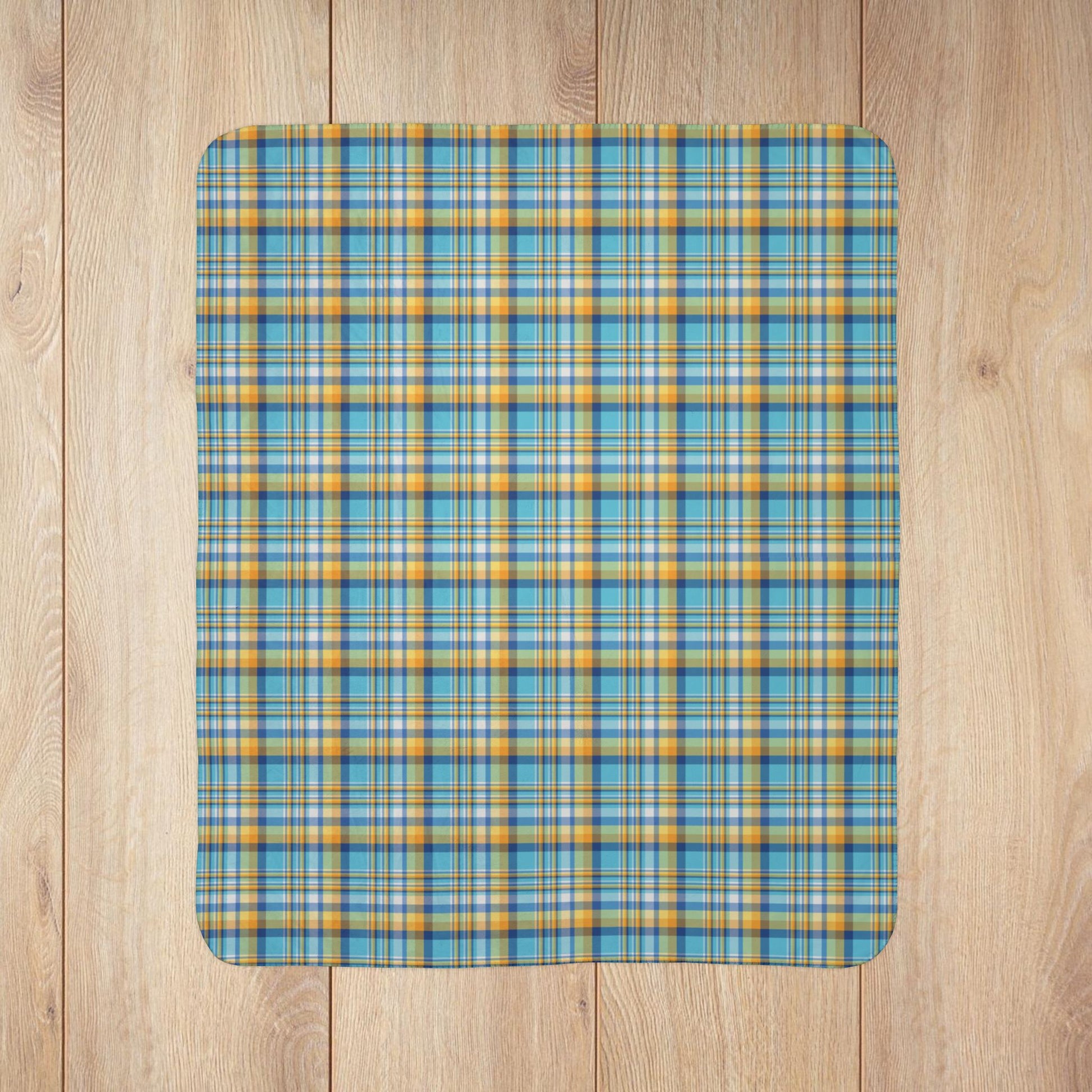 Teal, Blue & Gold Ohio Plaid Fleece Sherpa Blanket