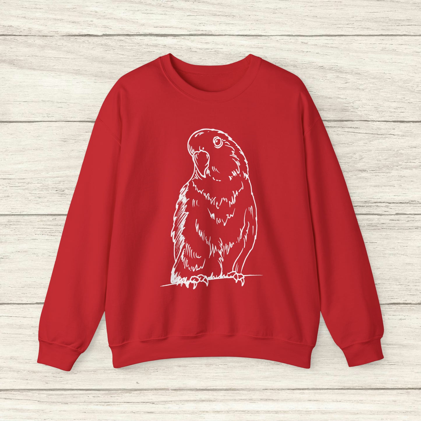 Floofball Lovebird, Sweat-shirt à col rond Line Art