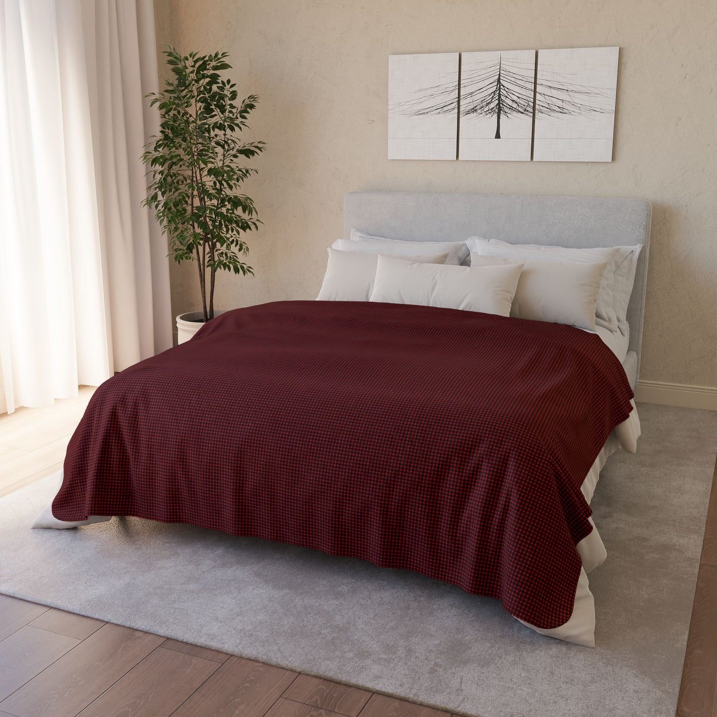 Red Buffalo Plaid Gingham Fleece Sherpa Blanket