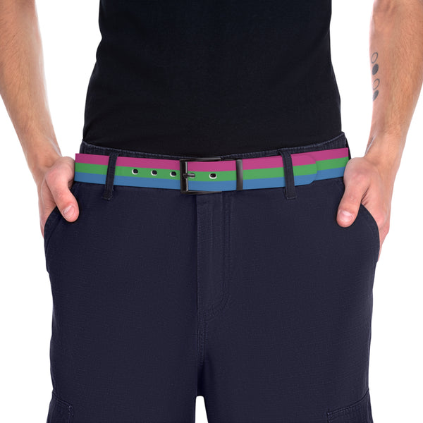Black Metal 50'' Polysexual Pride Flag Belt