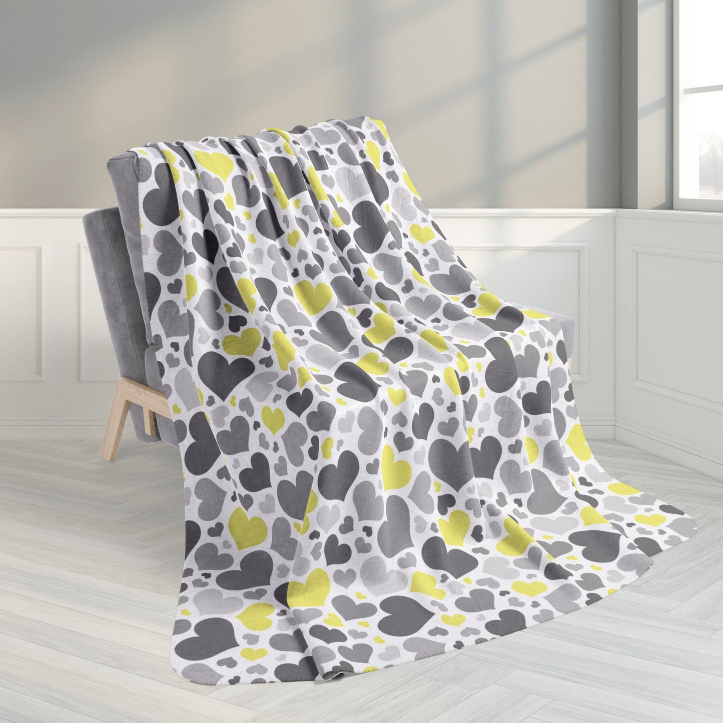 60" × 80" Demigender Pride Valentine’s Day Hearts White Fleece Sherpa Blanket