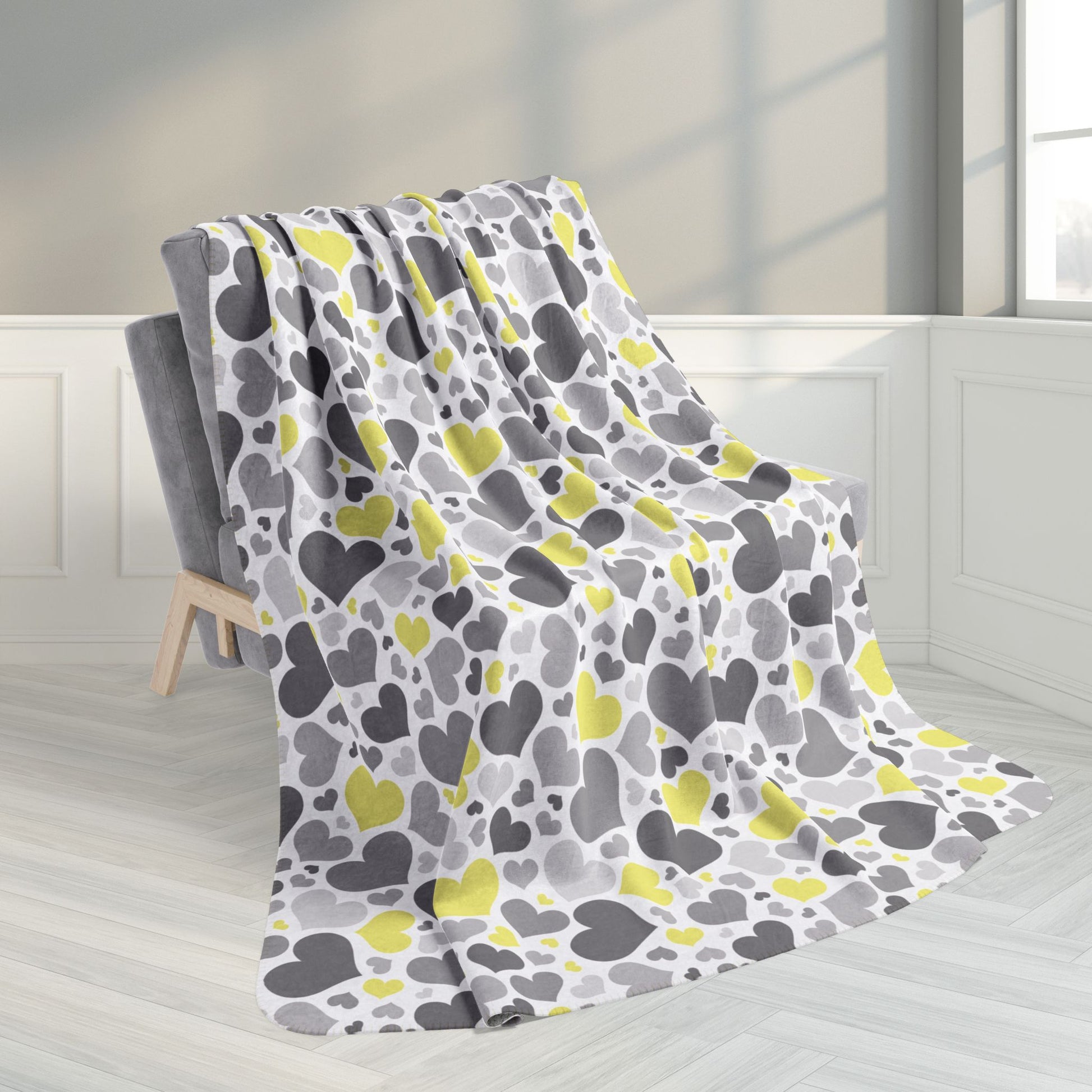 60" × 80" Demigender Pride Valentine’s Day Hearts White Fleece Sherpa Blanket