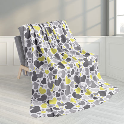 60" × 80" Demigender Pride Valentine’s Day Hearts White Fleece Sherpa Blanket