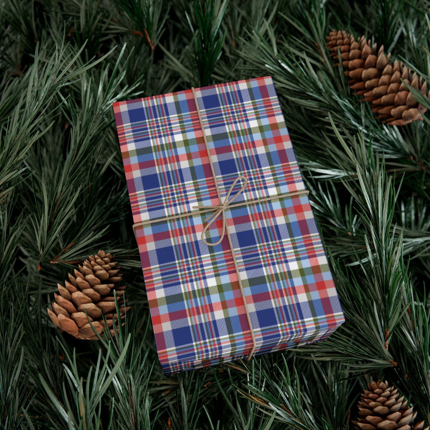 Christmas Red, White & Blue Chicago IL Plaid Gift Wrapping Paper Roll