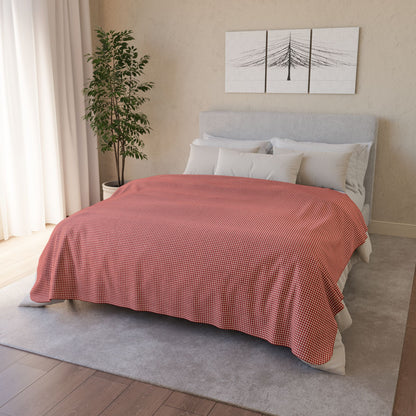 60" × 80" Beige Red & Cream Gingham Fleece Sherpa Blanket