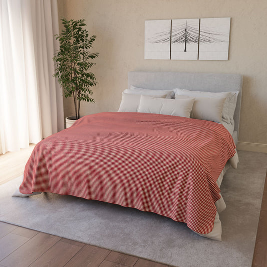 60" × 80" Beige Red & Cream Gingham Fleece Sherpa Blanket