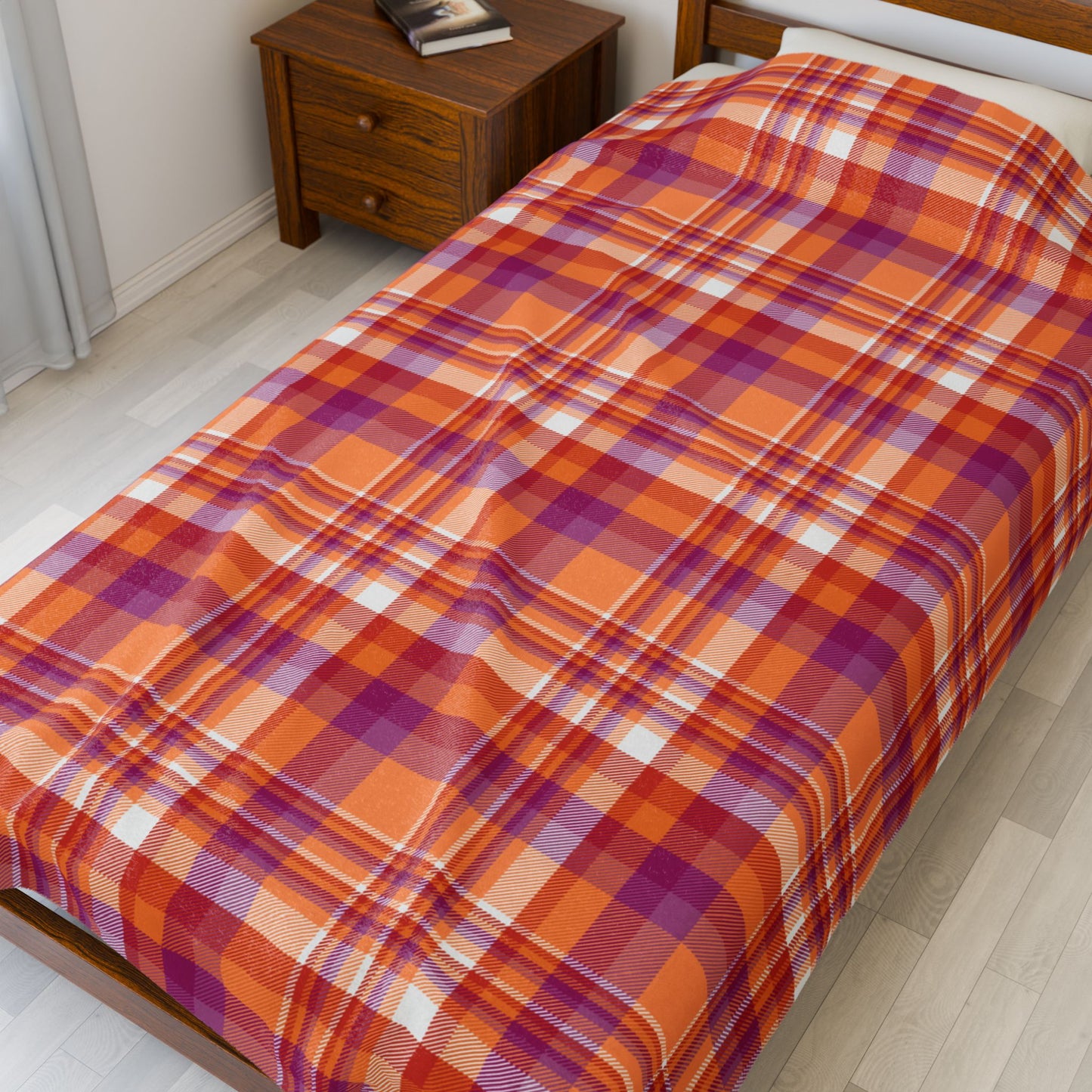 Lesbian Pride Plaid Velveteen Plush Blanket