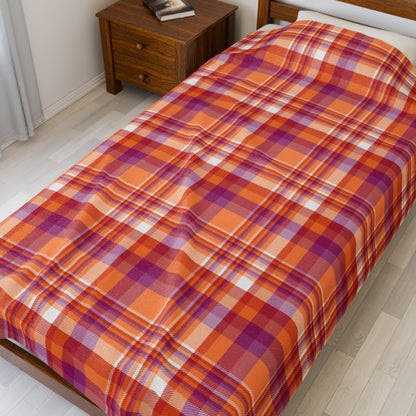 Lesbian Pride Plaid Velveteen Plush Blanket