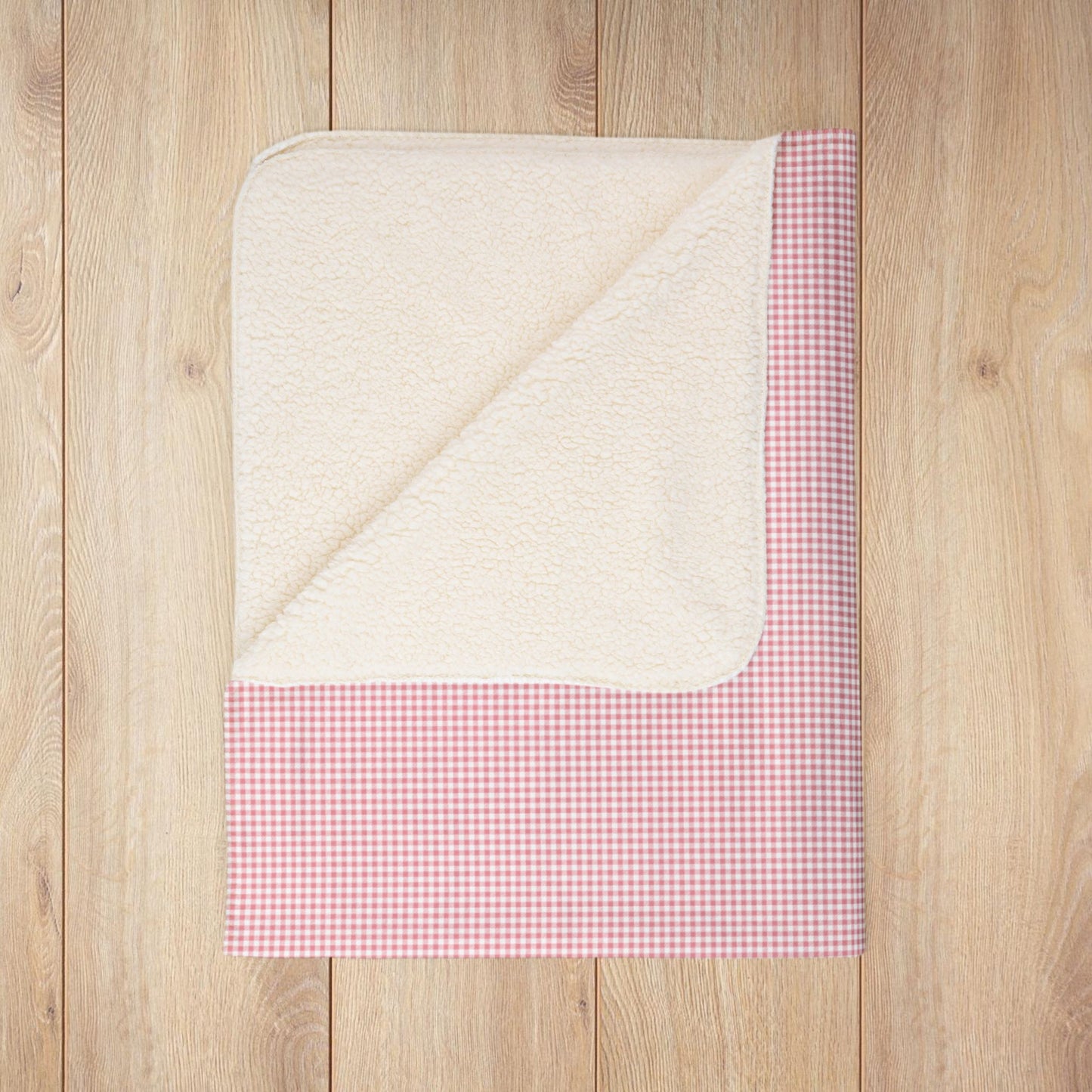 Pink & White Gingham Fleece Sherpa Blanket