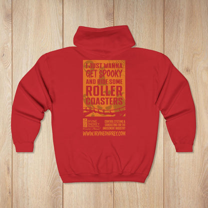 I Just Wanna Get Spooky & Roller Coasters Zip Hoodie • Irvine Ondrey Engineering