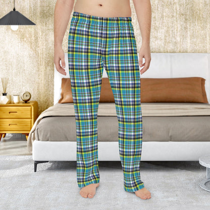 Men’s Teal & Neon Green Charlotte NC & Fort Mill SC Plaid Pajama Pants