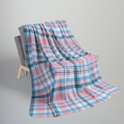 Transgender Pride Plaid Fleece Sherpa Blanket