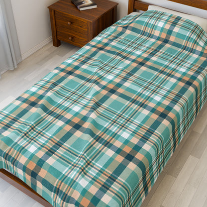Coastal Shores Plaid Velveteen Plush Blanket