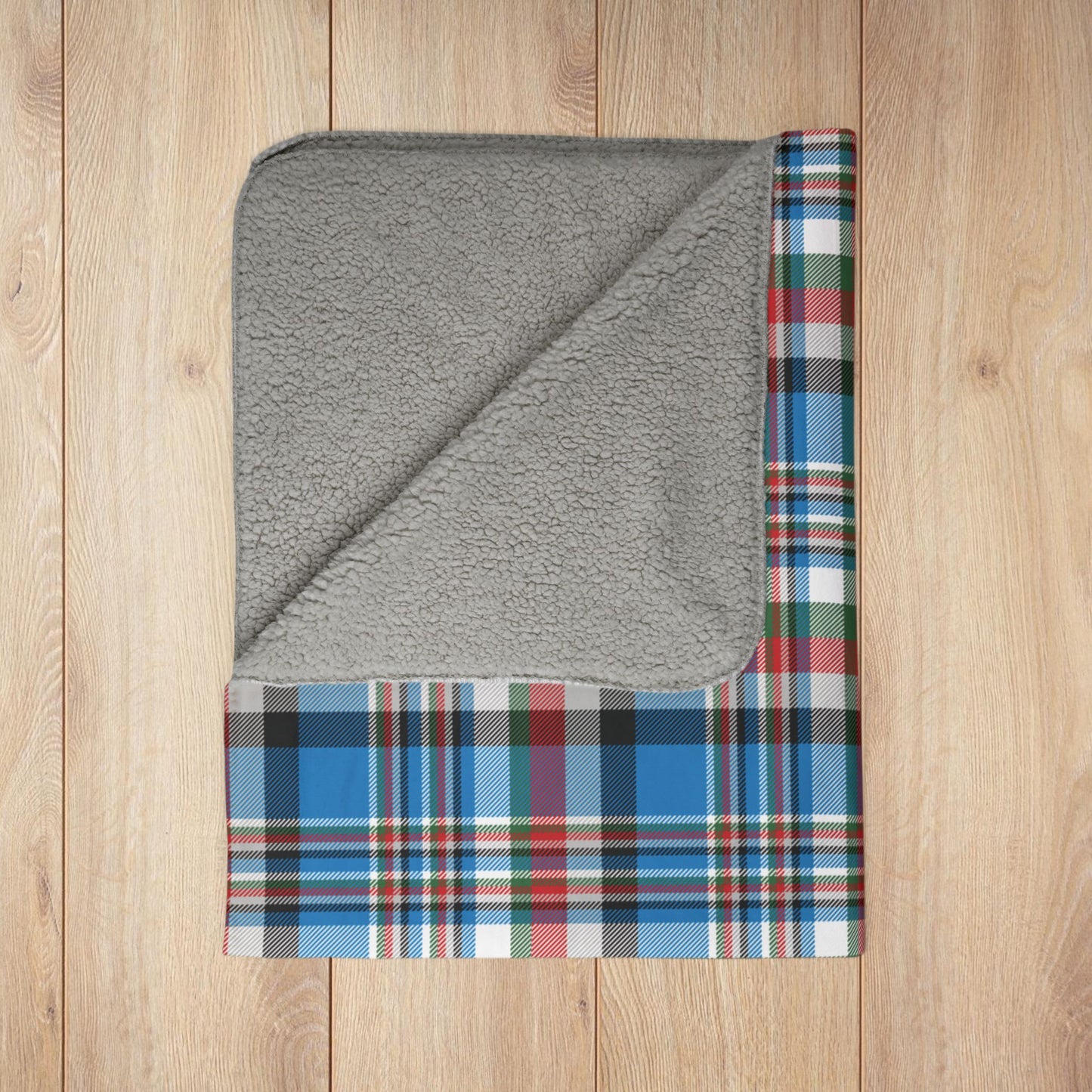 Christmas Blue & Black Charlotte NC Plaid Fleece Sherpa Blanket